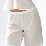 The Bermuda Short: White Cotton Voile