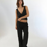 The Iris Tank: Black Cotton Voile