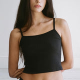 The Crop Picot Tank: Black Pointelle