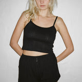 The Crop Picot Tank: Black Pointelle