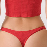 The Thong: Cherry Red Pointelle