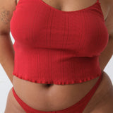 The Thong: Cherry Red Pointelle