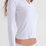 The Henley: White Pointelle