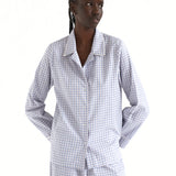 The Pajama Shirt: Blue Check French Poplin