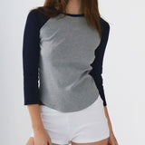 The Raglan: Grey / Navy Cotton Jersey