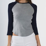 The Raglan: Grey / Navy Cotton Jersey