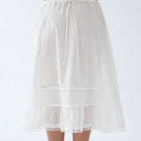 White petticoat worn by a person on a white background